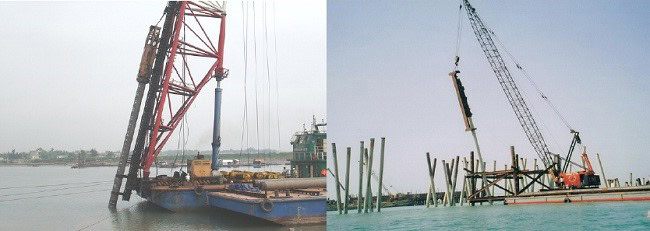 Giải pháp định vị và đóng cọc xiên trên biển