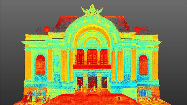 Dữ liệu Point Cloud Nhà hát Thành phố Hồ Chí Minh do Máy scan 3D Trimble X7 thu thập được.