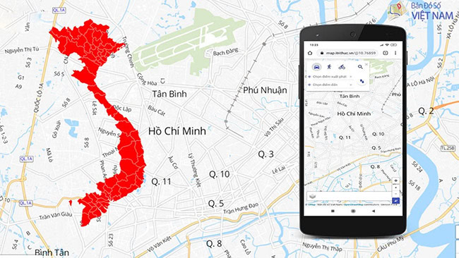 Dữ liệu trên bản đồ số được lưu trữ và hiển thị trên các thiết bị điện tử thông minh.