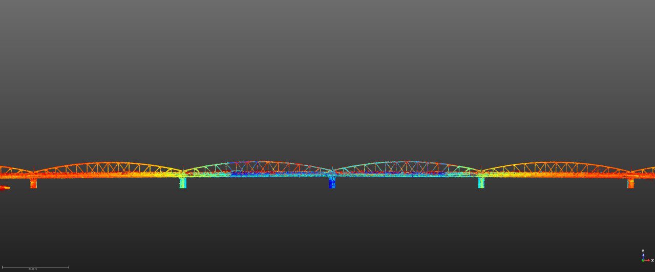 Hình ảnh dữ liệu Point Cloud từ việc quét laser 3D cầu Trường Tiền, Huế
