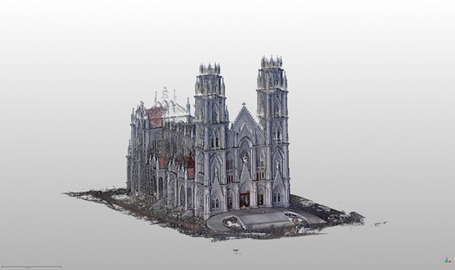 Mô hình 3D của tòa nhà được tái hiện từ dữ liệu quét 3D.