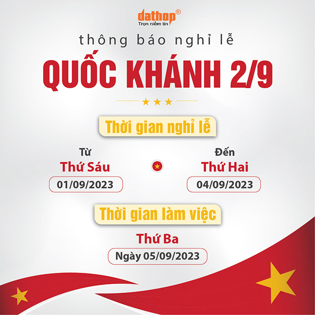 Thông báo nghỉ lễ Quốc Khánh 02/09/2023 – EKTECH