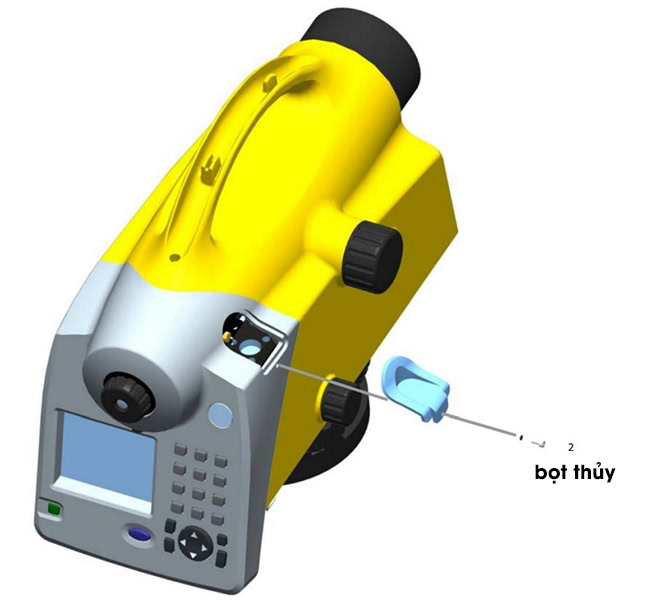 Vị trí của bọt thủy trên máy thủy bình.