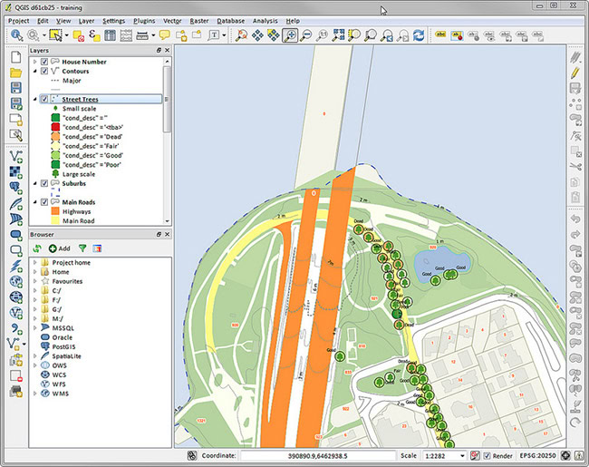 Giao diện của phần mềm QGIS.