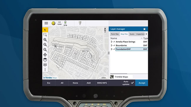 Trimble Access phiên bản 2023.00: Truy cập và quản lý tệp thiết kế dễ dàng hơn với Layer Manager.