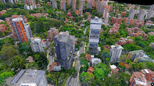 Sử dụng phần mềm xử lý ảnh UAV PIX4Dmatic để số hóa thành phố Medellín, Colombia.