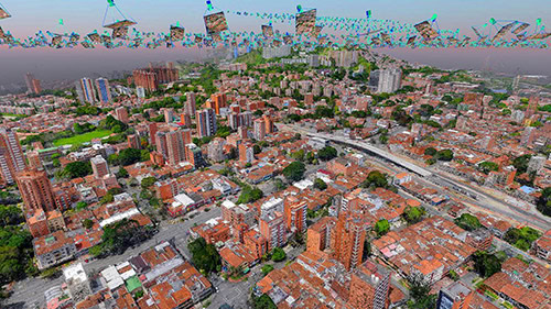 Sử dụng phần mềm xử lý ảnh UAV PIX4Dmatic để số hóa thành phố Medellín, Colombia.