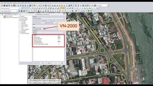 Dữ liệu bản đồ thể hiện bằng hệ tọa độ VN-2000.