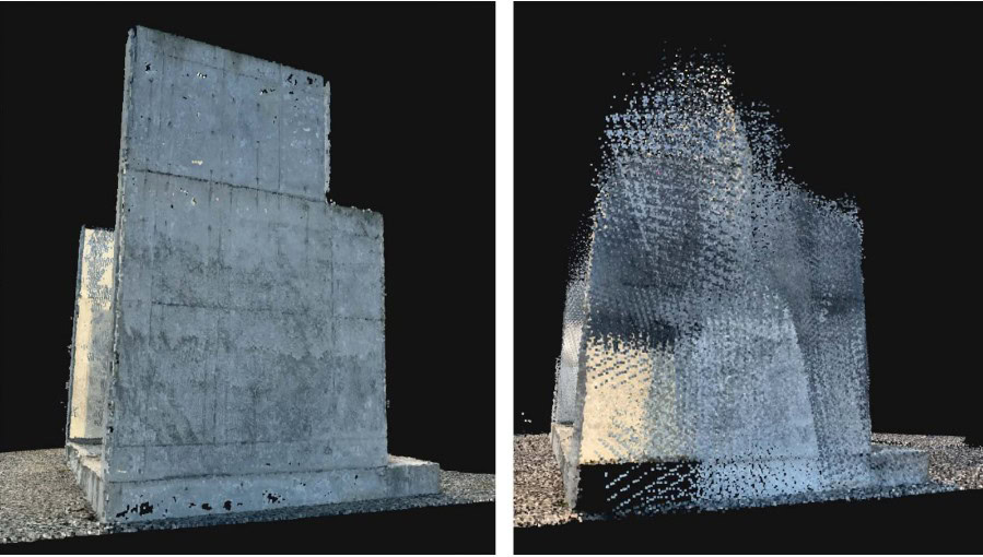 So sánh dữ liệu Point Cloud từ phép đo Photogrammetry (ảnh) và LiDAR (cảm biến laser)