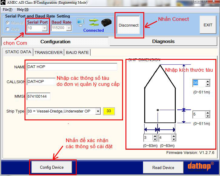 HDSD Thiết bị tự động nhận dạng tàu thuyền AIS CAMINO 108