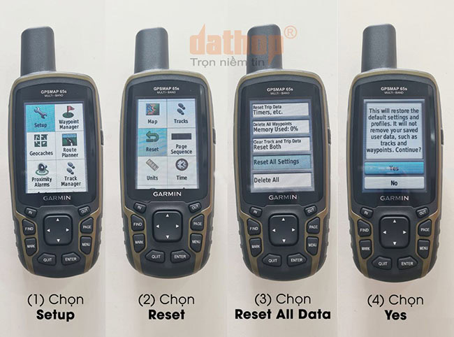 4 bước khôi phục cài đặt máy định vị GPS cầm tay Garmin.