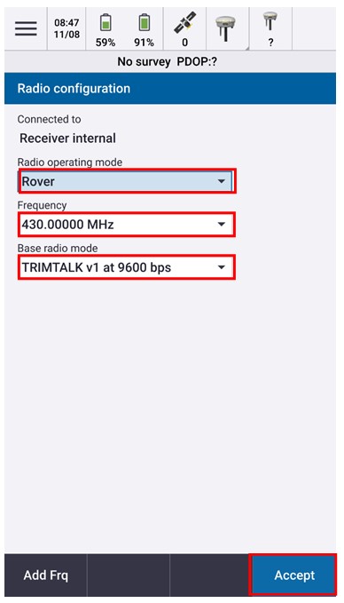 Cai dat thong so kieu do radio - Trimble Access 2020