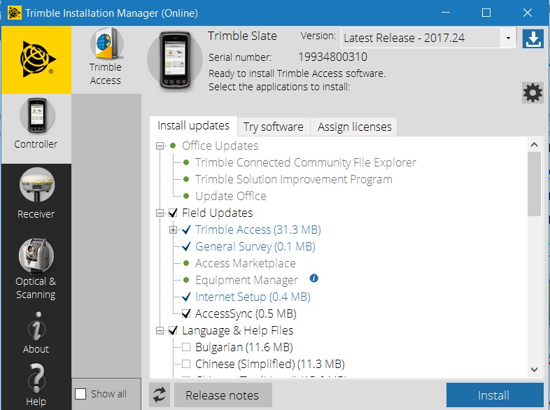 Cap nhat Firmware cho Bo dieu khien Trimble Slate