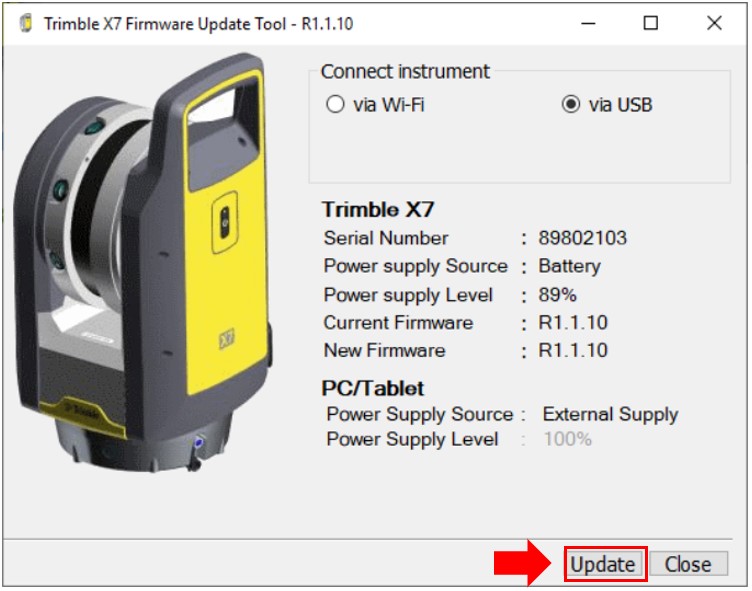 Cap nhat Firmware cho Trimble X7