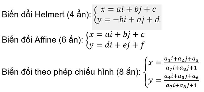 Các đa thức khác được sử dụng trong kỹ thuật chuyển đổi tọa độ: