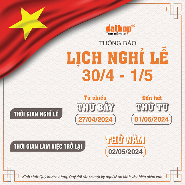 Thông báo nghỉ lễ 30/4 và 1/5 2024 - EKTECH