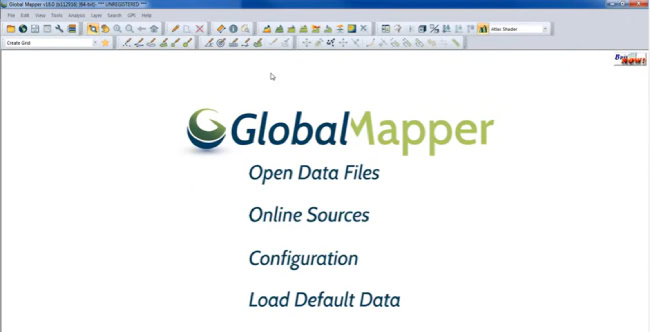 Giao diện khởi động của phần mềm Global Mapper.