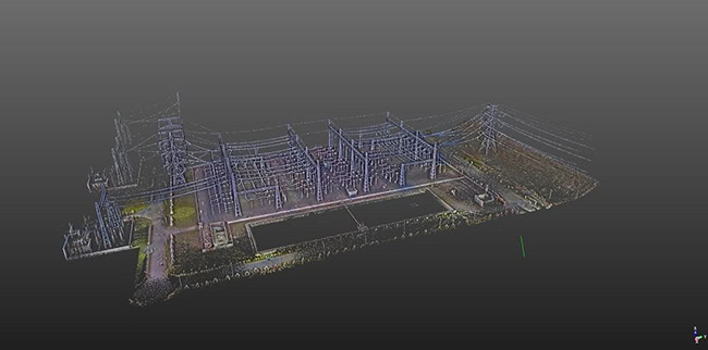 Mô hình đám mây điểm Point Cloud hạng mục sân phân phối 500kV.