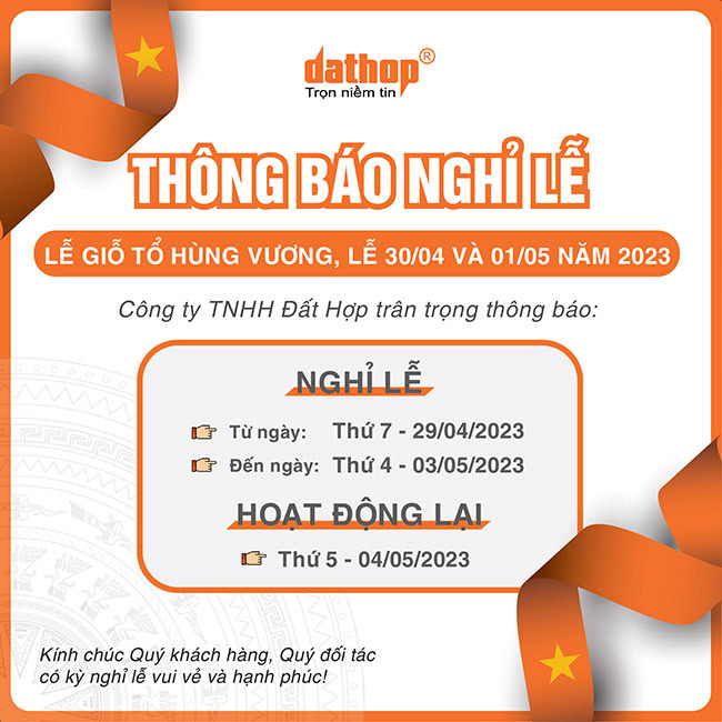 Thông báo lịch nghỉ Lễ Giỗ tổ Hùng Vương, Lễ 30/4 và 01/05 năm 2023