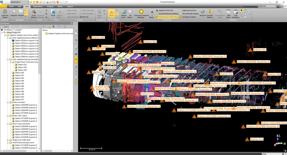 Tuy chon hien thi ten tram quet tren Trimble RealWorks