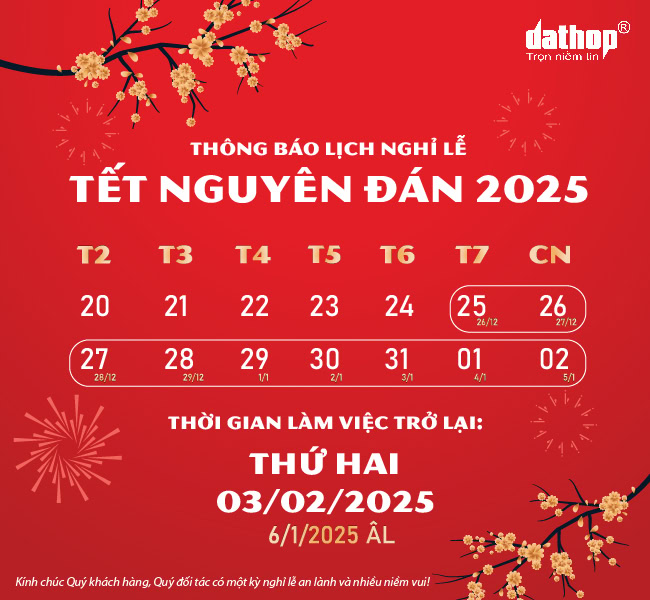 [Thông báo nghỉ lễ] Lịch nghỉ lễ Tết Nguyên Đán 2025 – EKTECH