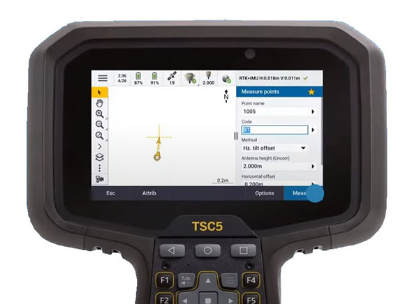 Tính năng bù nghiêng trên Trimble Access 2022.00.